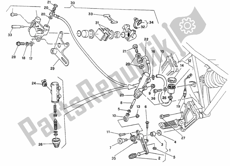 Tutte le parti per il Sistema Frenante Posteriore del Ducati Supersport 900 SS USA 1991